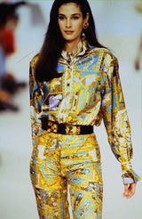 Tarot Blouse print by Hermés on model on 1991 runway close