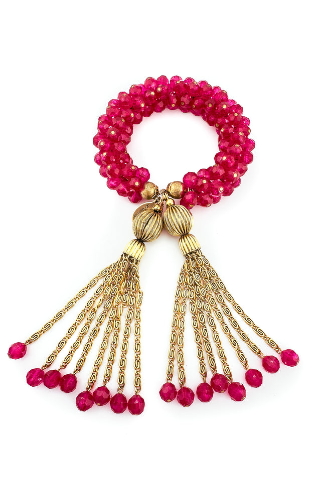 Vintage Julie Rubano Beaded Pom Tassel Bracelet I front @recess la