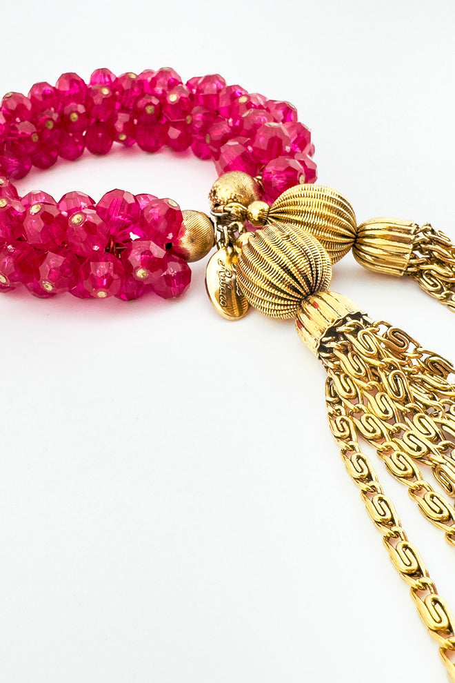 Vintage Julie Rubano Beaded Pom Tassel Bracelet I detail @recess la