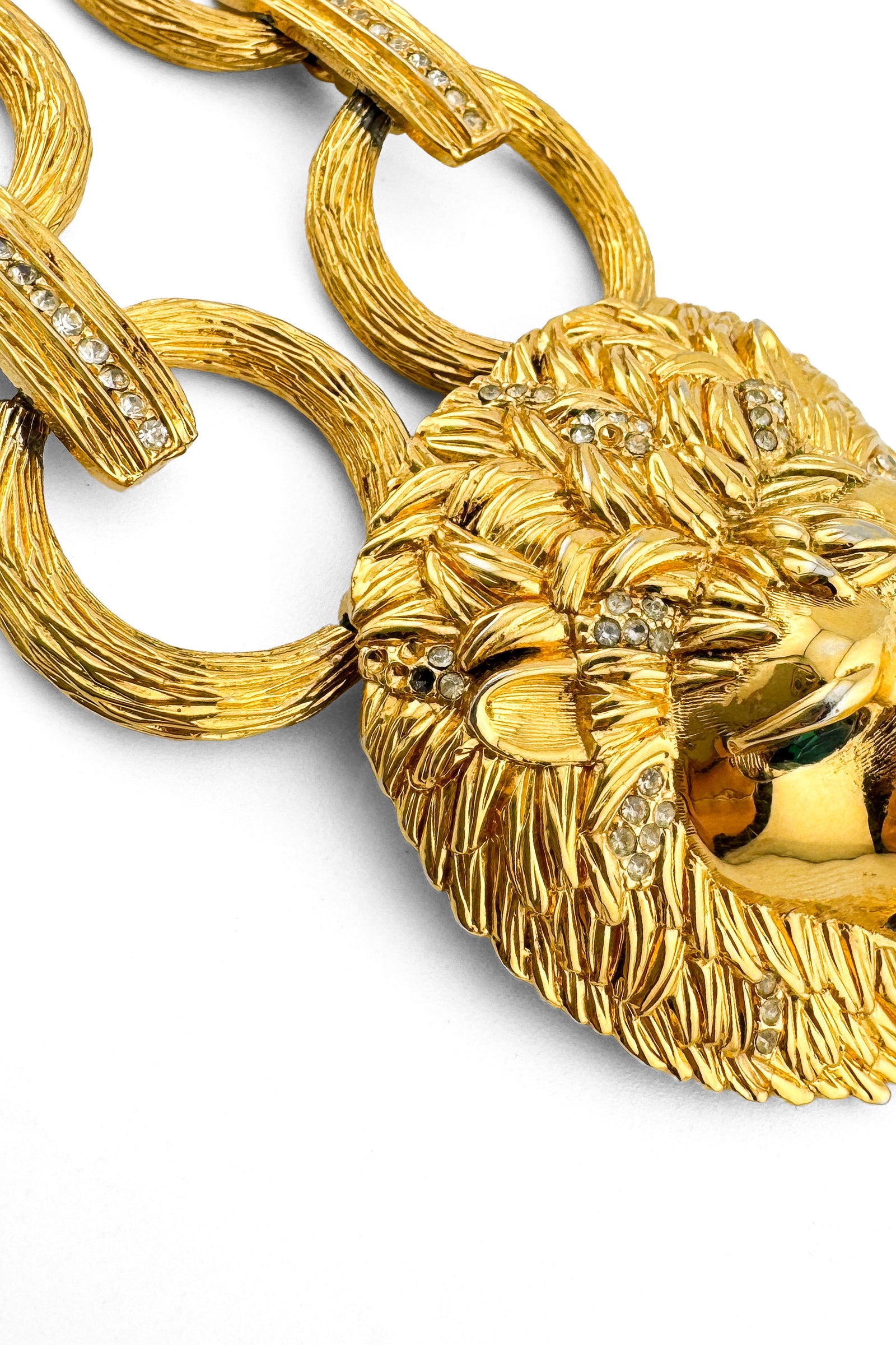 Vintage D'Orlan Lion Head Rhinestone Link Necklace – Recess