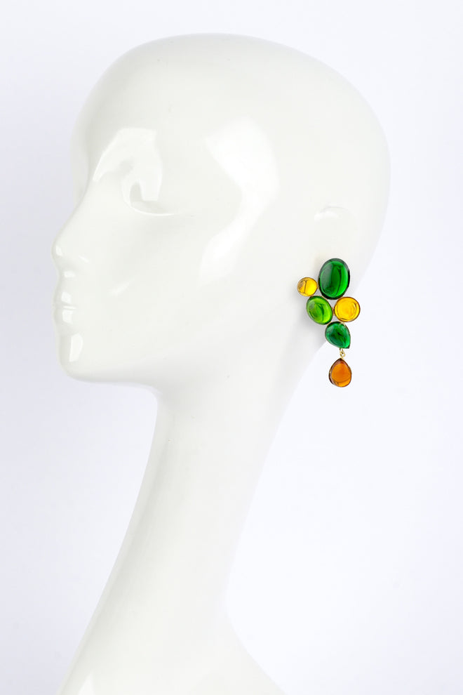 Cabochon Cluster Drop Earrings by Zoe Coste on mannequin @recessla