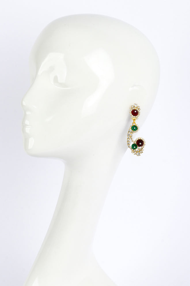 Paisley Fruit Salad Drop Earrings by Moans on mannequin @recessla
