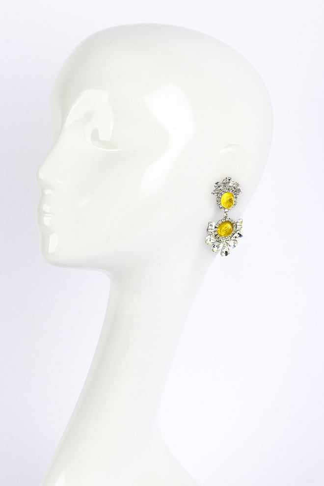 Rhinestone Cabochon Drop Earrings by Moans on mannequin @recessla