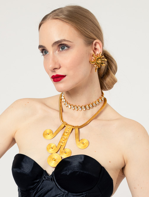 Vintage Napier Crystal Marquise Collar Necklace on model @Recessla