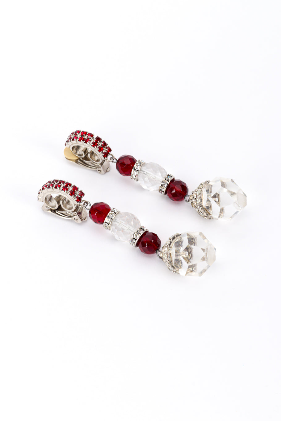 Vintage Rada Crystal Bead Drop Earrings 3/4 front @recess la