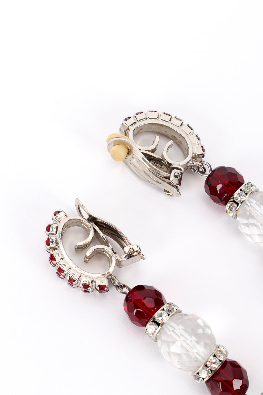 Vintage Rada Crystal Bead Drop Earrings side of clips @recess la