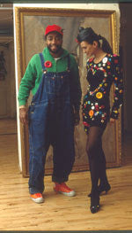 button dress on model with Patrick Kelly