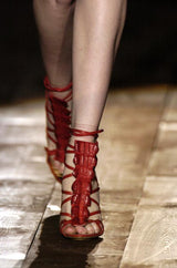 2005 S/S Red Strappy Crocodile Heels runway @ Recess LA 