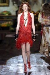 2005 S/S Red Strappy Crocodile Heels runway @ Recess LA 