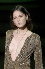 Vintage Tom Ford for Gucci Metallic Geo Tiger Charm Bag charm as necklace on 2000 runway