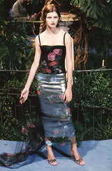 Vintage Lantern Bustier Top by Dolce & Gabbana different print on model on 1998 runway
