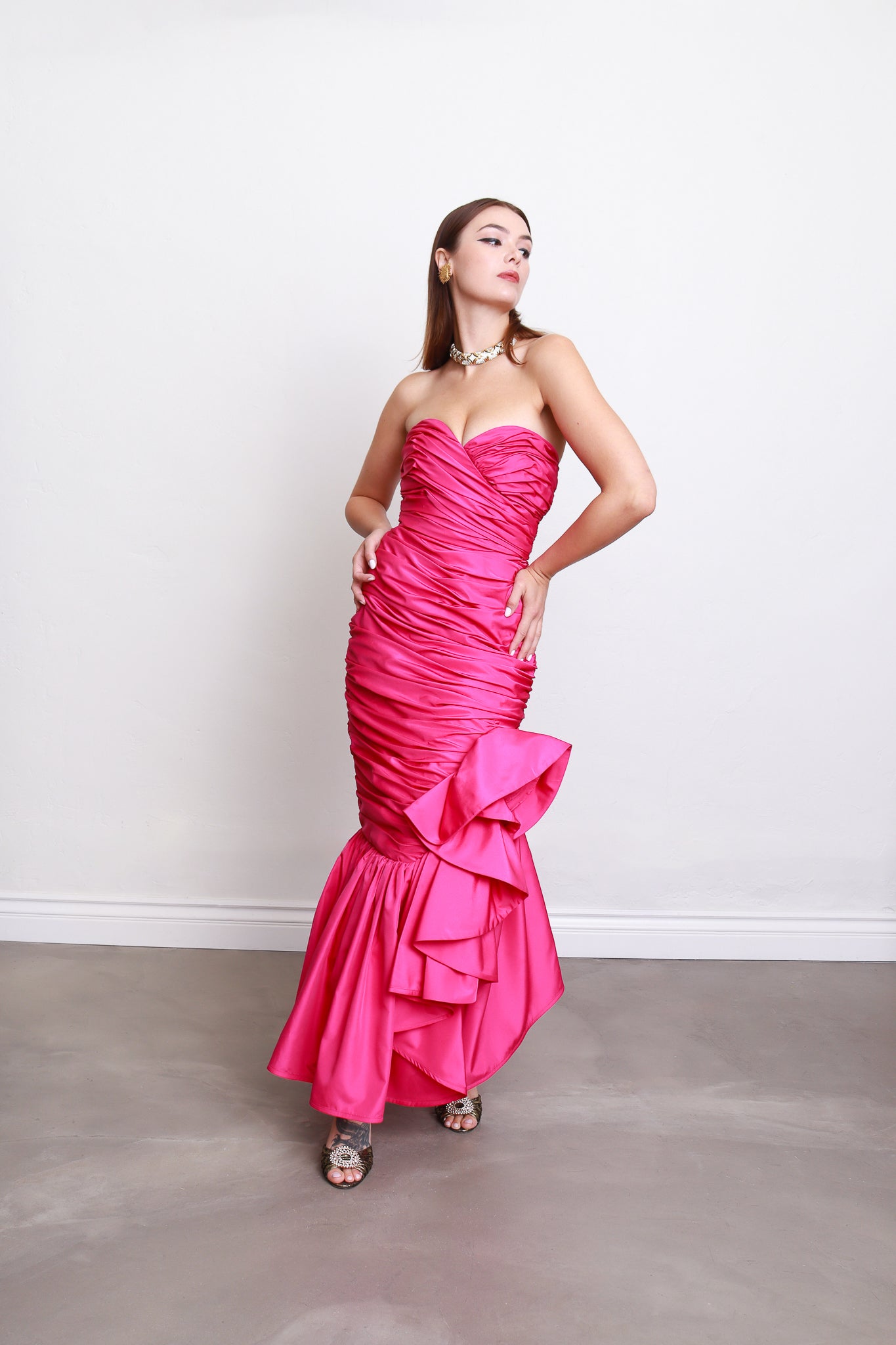 Lilli Diamond Fuchsia Flower Mermaid Gown model @RECESS LA 