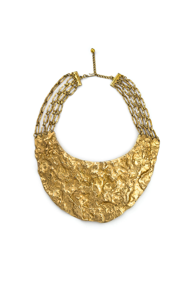 Vintage Napier Hammered Bib Plate Necklace front @recess la