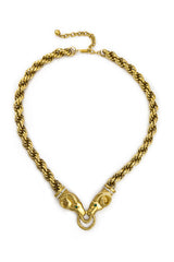 Vintage Kenneth Jay Lane Rhinestone Double Rams Head Necklace @recess la