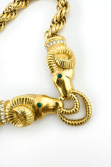 Vintage Kenneth Jay Lane Rhinestone Double Rams Head Necklace detail @recess la