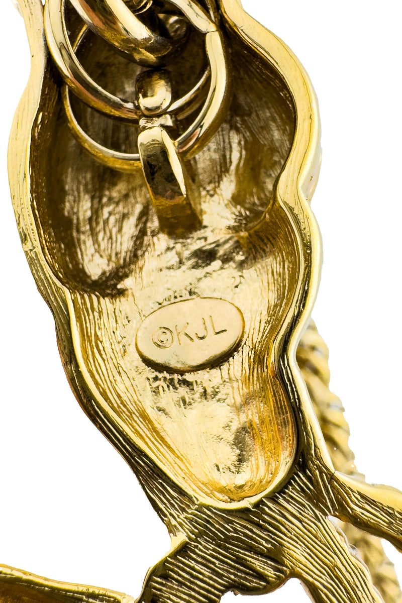 Vintage Kenneth Jay Lane Rhinestone Double Rams Head Necklace cartouche @recess la