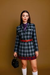 Houndstooth Plaid Mini Skirt by Prada on model @Recess LA