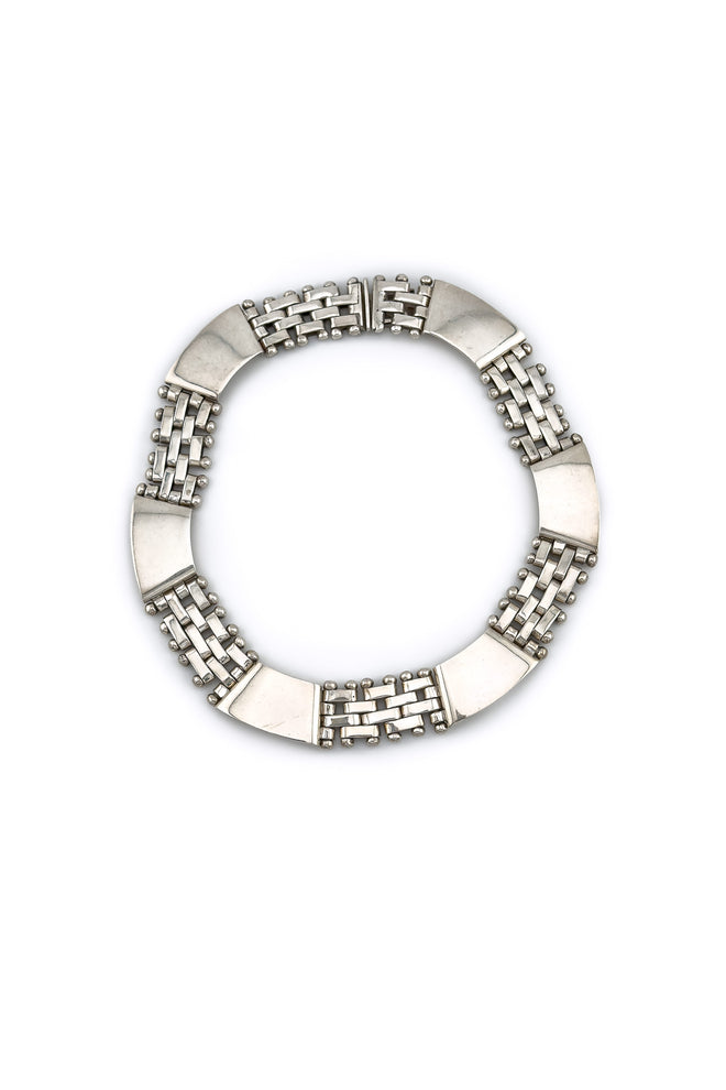 Vintage Zina Sterling Panther Chain Collar Necklace front @recess la