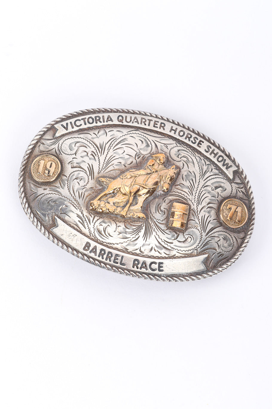 Vintage Nelson Silvia Barrel Race Belt Buckle Recess