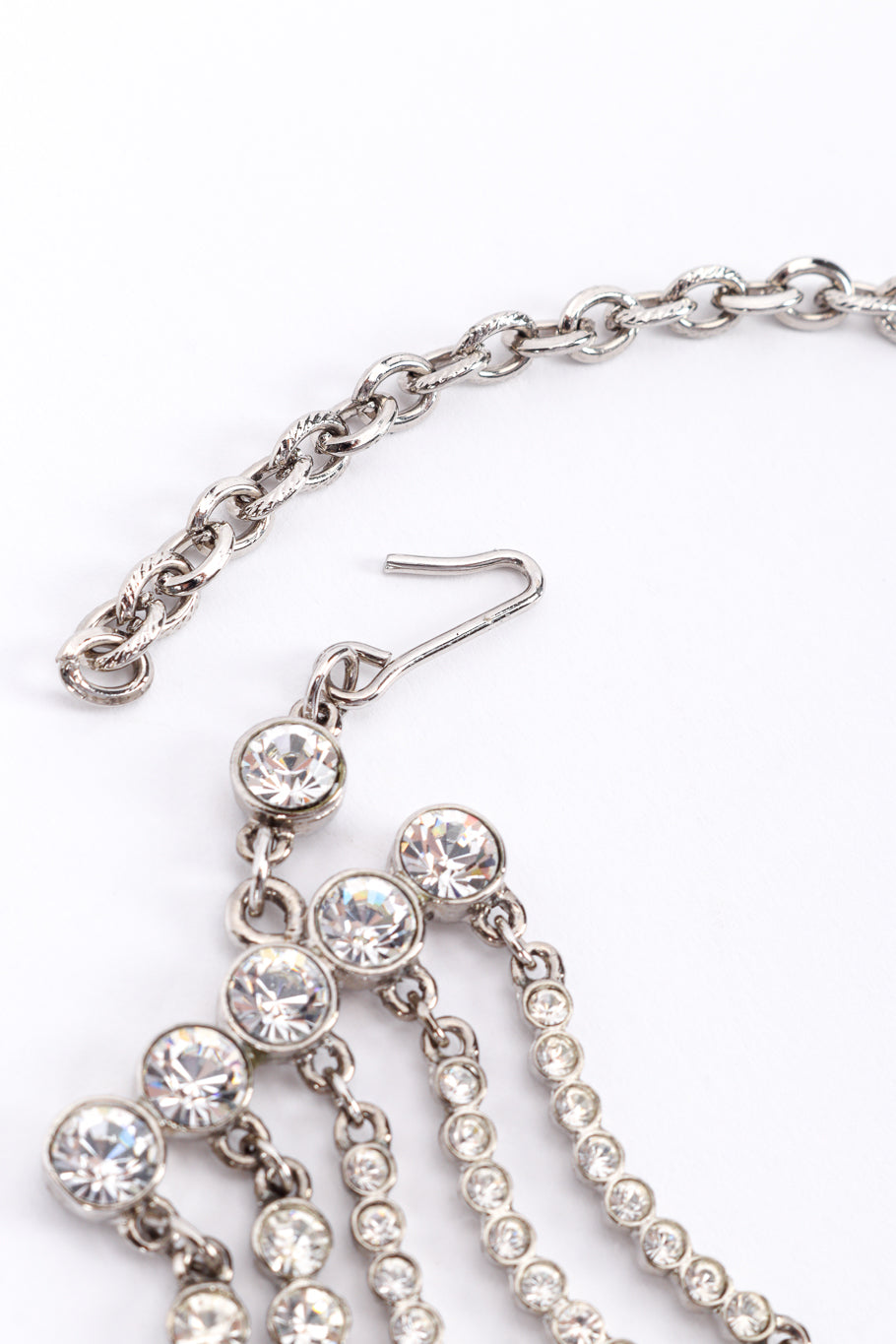 Vintage Tiered Crystal Collar Necklace unclasped hook closure @recessla