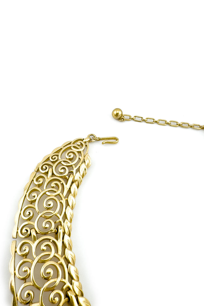 Vintage Trifari Scroll Filigree Collar Necklace clasp @recess la