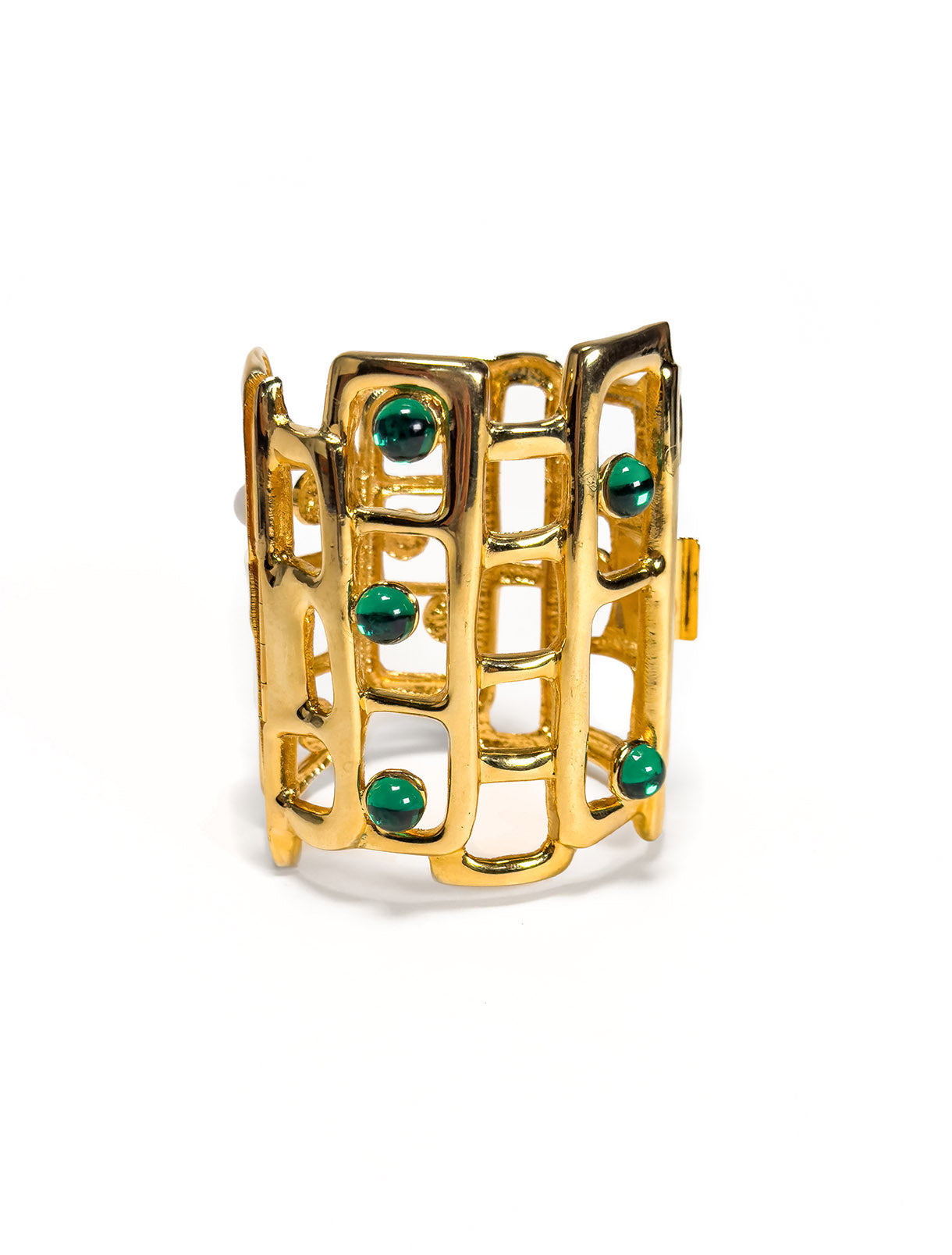Vintage Wide Stone Cage Bracelet front @recess la