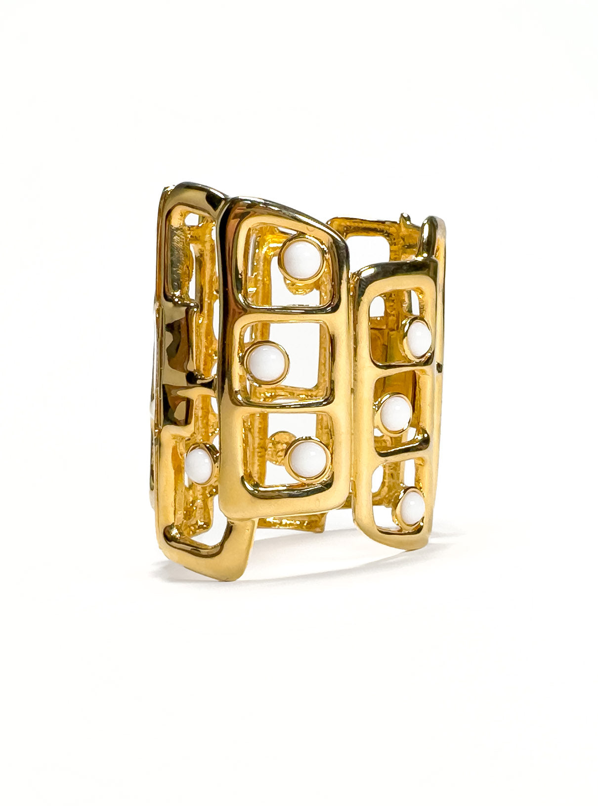 Vintage Wide Stone Cage Bracelet back @recess la