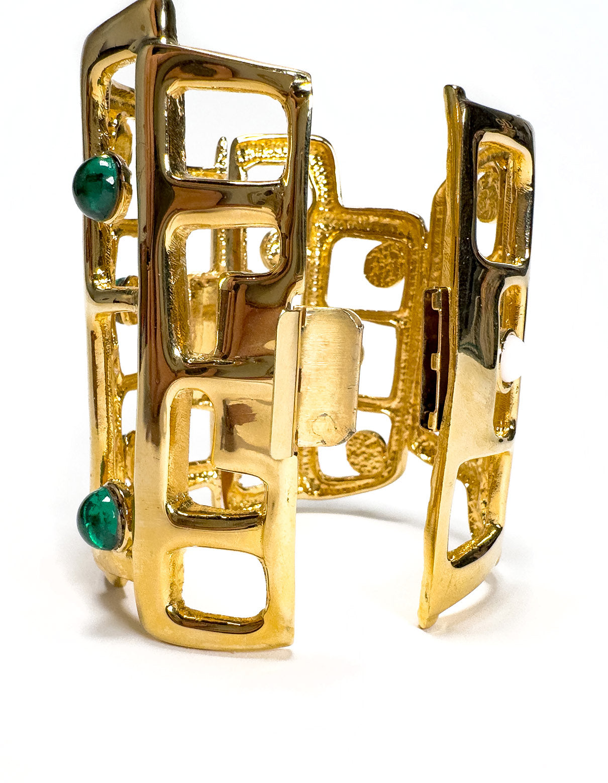 Vintage Wide Stone Cage Bracelet clasp @recess la