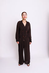 Jean Paul Gaultier Pinstripe Palazzo Jumpsuit on model @RECESS LA