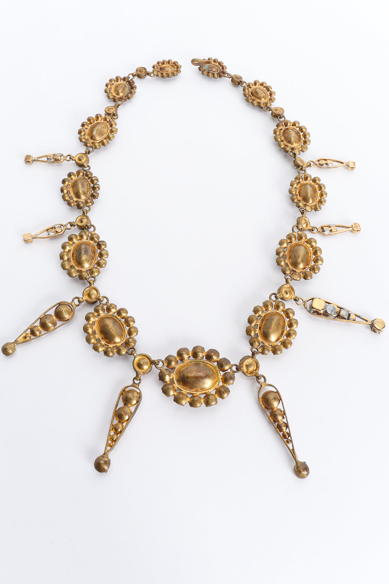 Vintage Emerald Rhinestone Drop Necklace back @ Recess Los Angeles