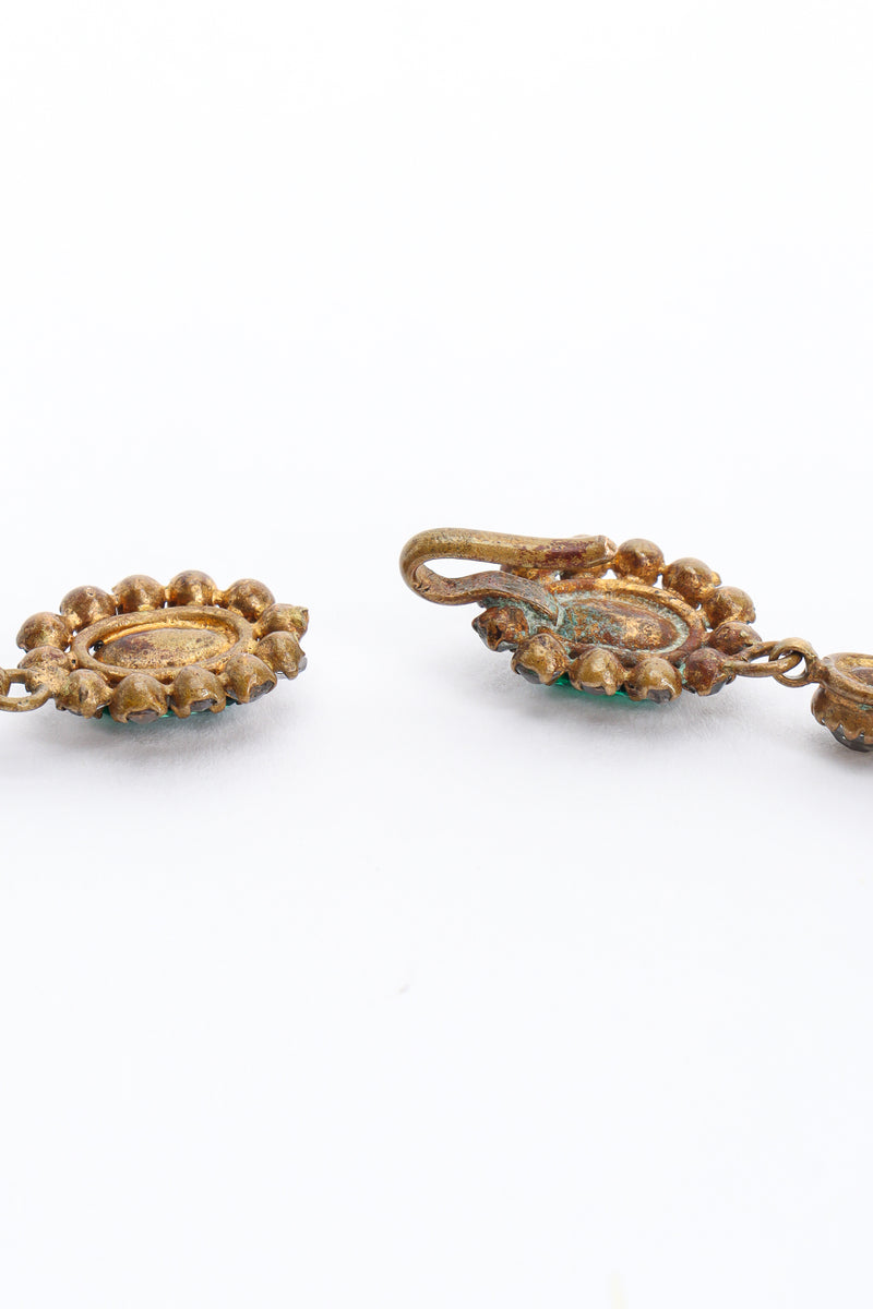 Vintage Emerald Rhinestone Drop Necklace tarnished/hook clasp @ Recess Los Angeles