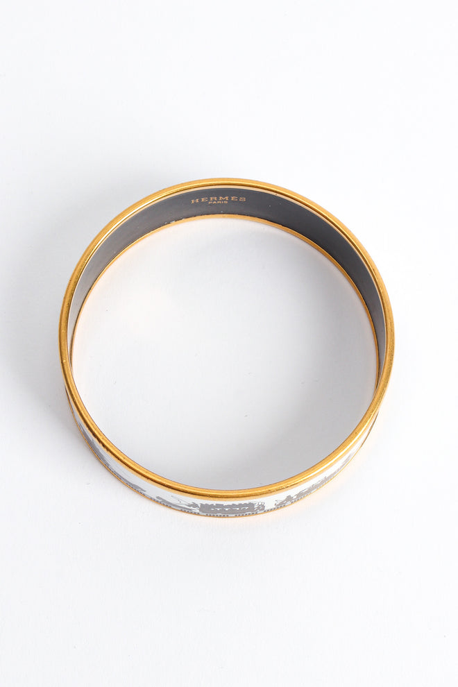 Vintage Hermés Horse Carriage Wide Enamel Bracelet top view @ Recess LA