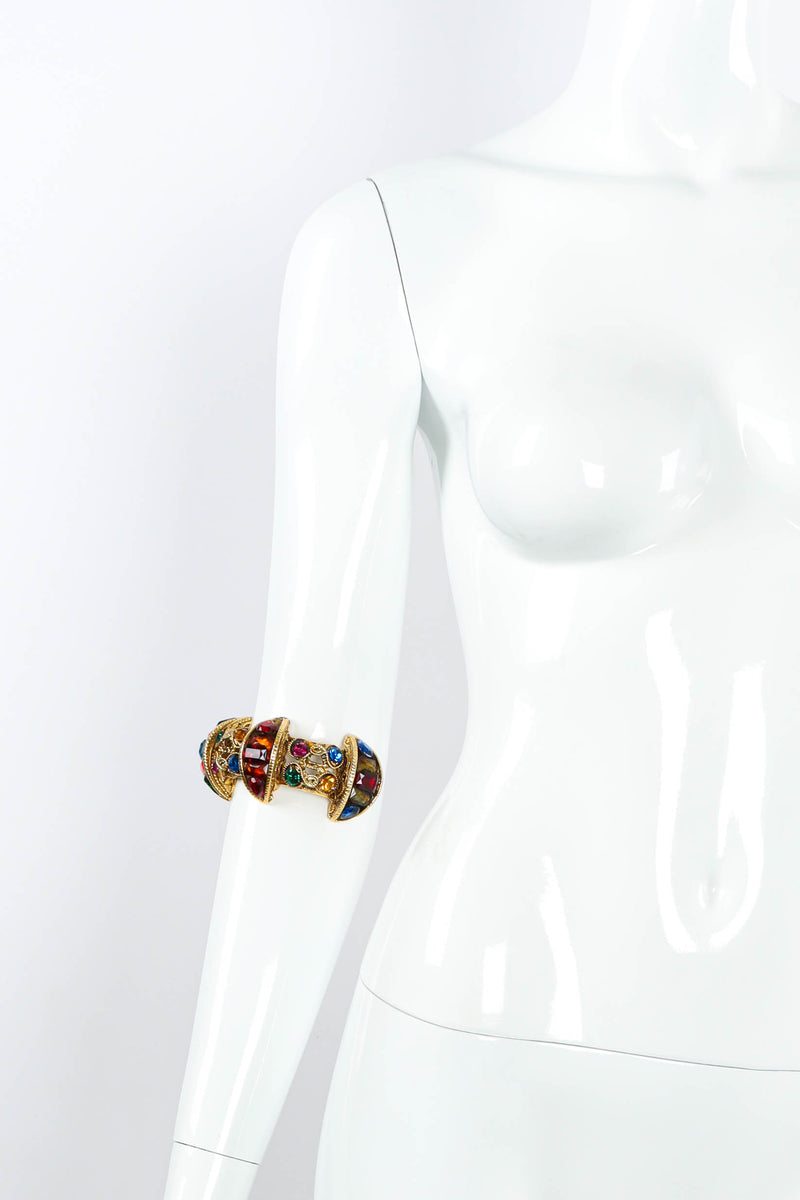 Vintage Chunky Jeweled Baroque Armband on mannequin side view of armband @ Recess LA