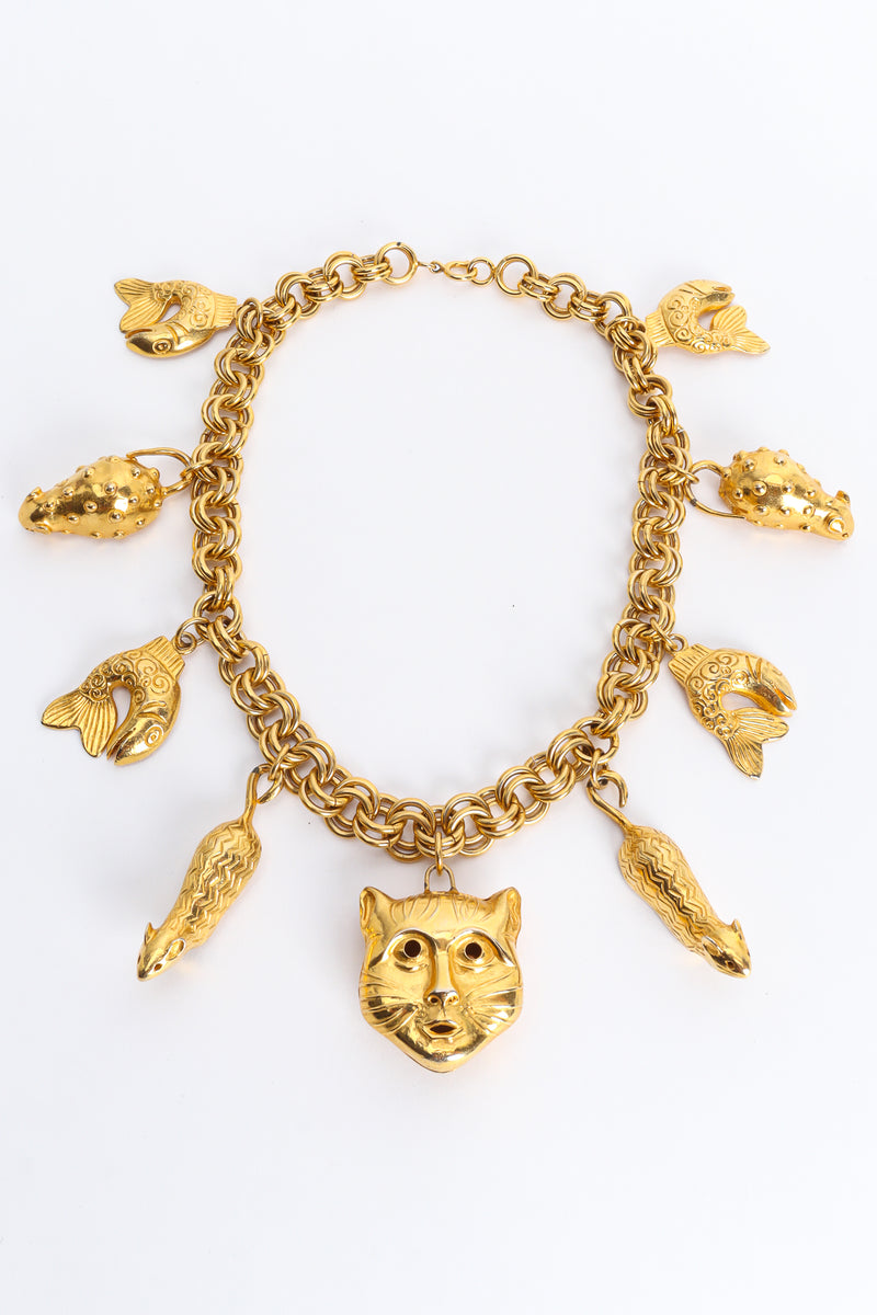 Vintage Isabel Canovas Cat Fish Charm Necklace front @ Recess LA