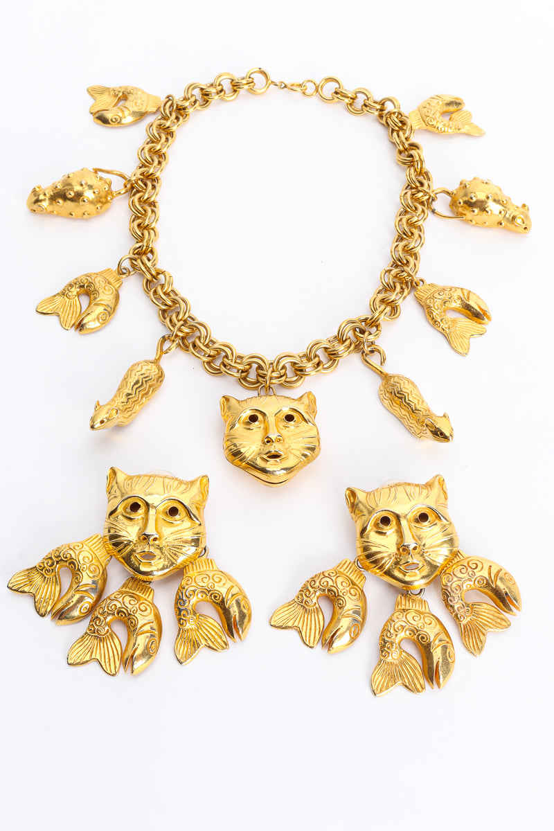 Vintage Isabel Canovas Triple Cat Fish Earrings on mannequin set @ Recess Los Angeles