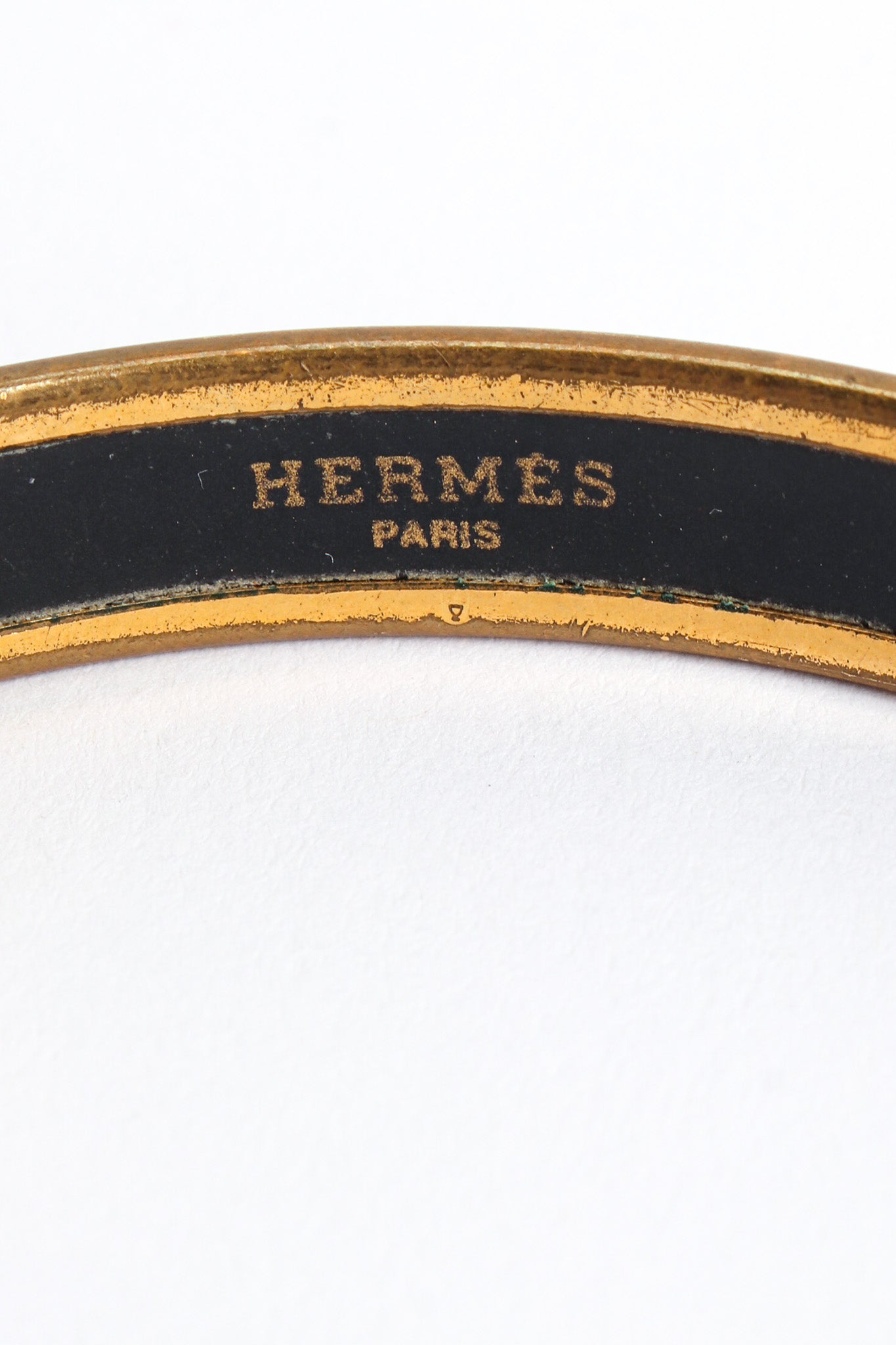 Vintage Hermés Peacock Fern Narrow Enamel Bracelet signed/scratches @ Recess LA