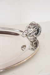 Vintage Gucci 6 Silver Hunting Animal Stirrup Cups & Tray Set rams head tray @ Recess Home LA