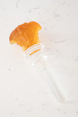 Vintage Versace Rosenthal Amber Medusa Crystal Bottle Stopper at Recess Home Los Angeles