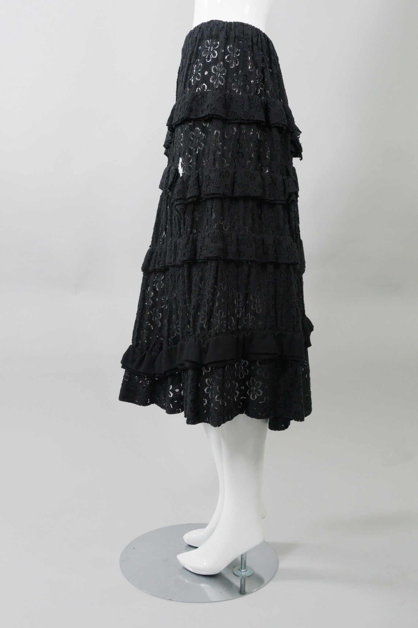 Comme des Garçons Deconstructed Tiered Lace Ruffle Skirt