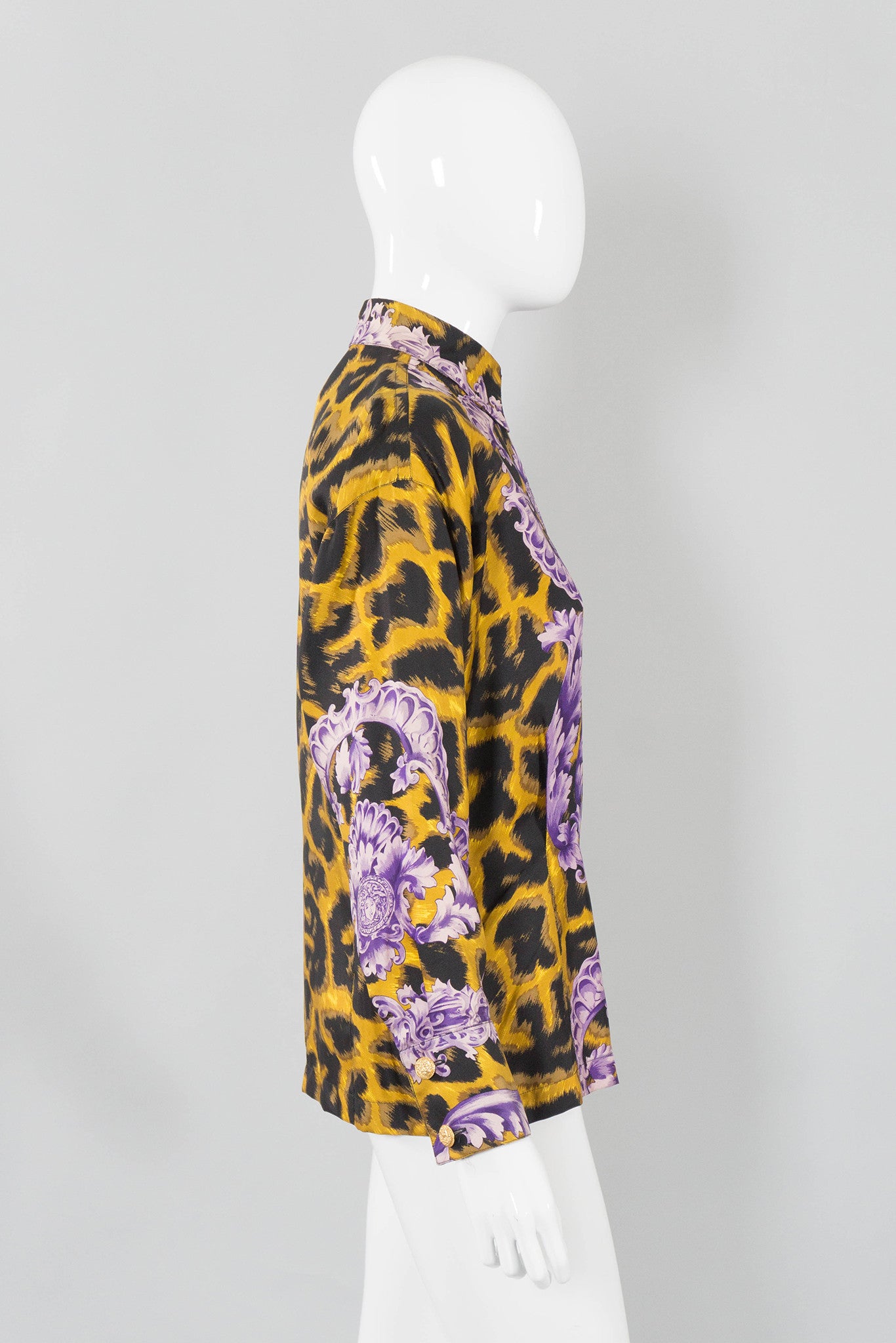 Gianni Versace Cheetah Flourish Print Blouse Side