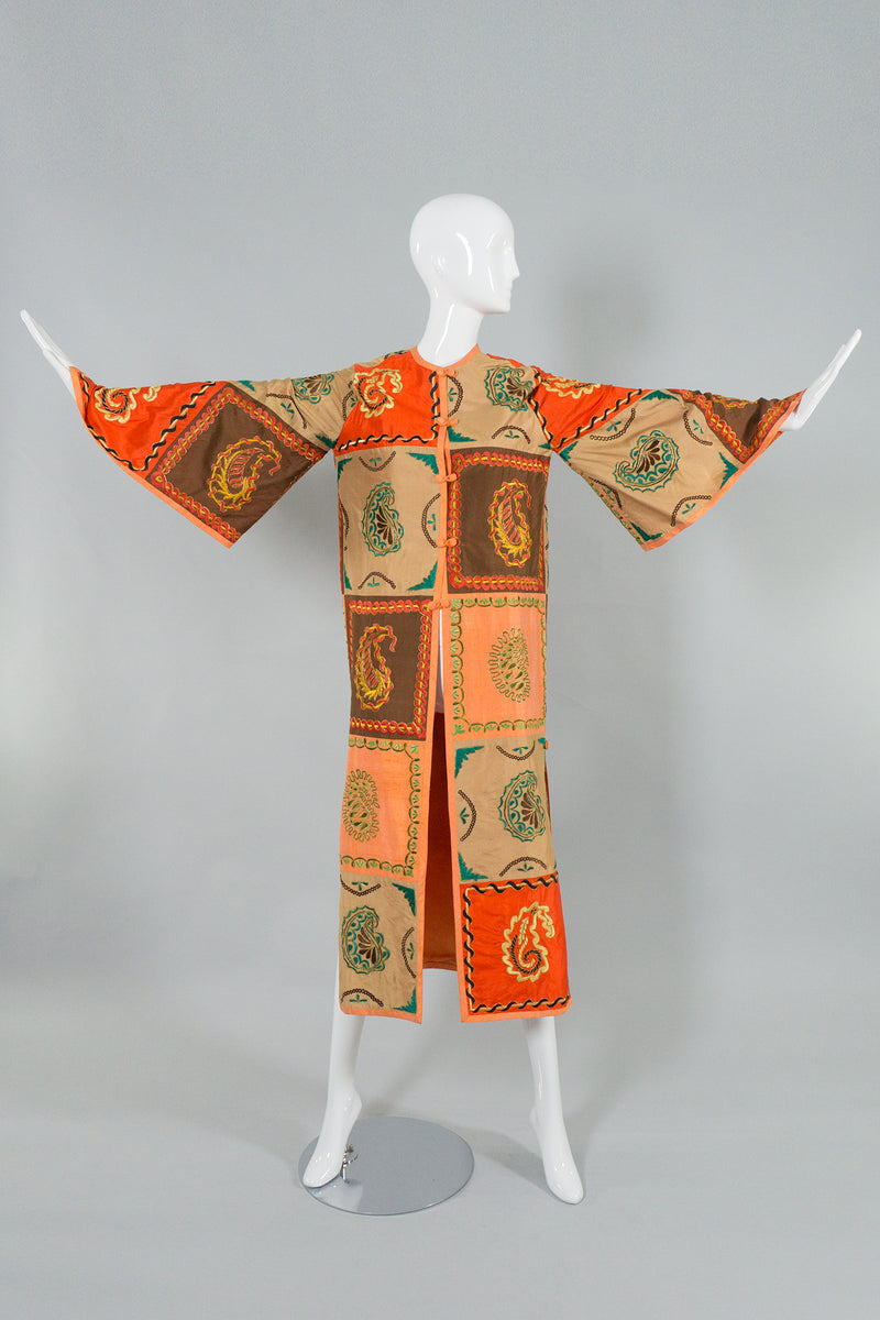 Saks Fifth Ave Vintage Silk Embroidered Patchwork Coat