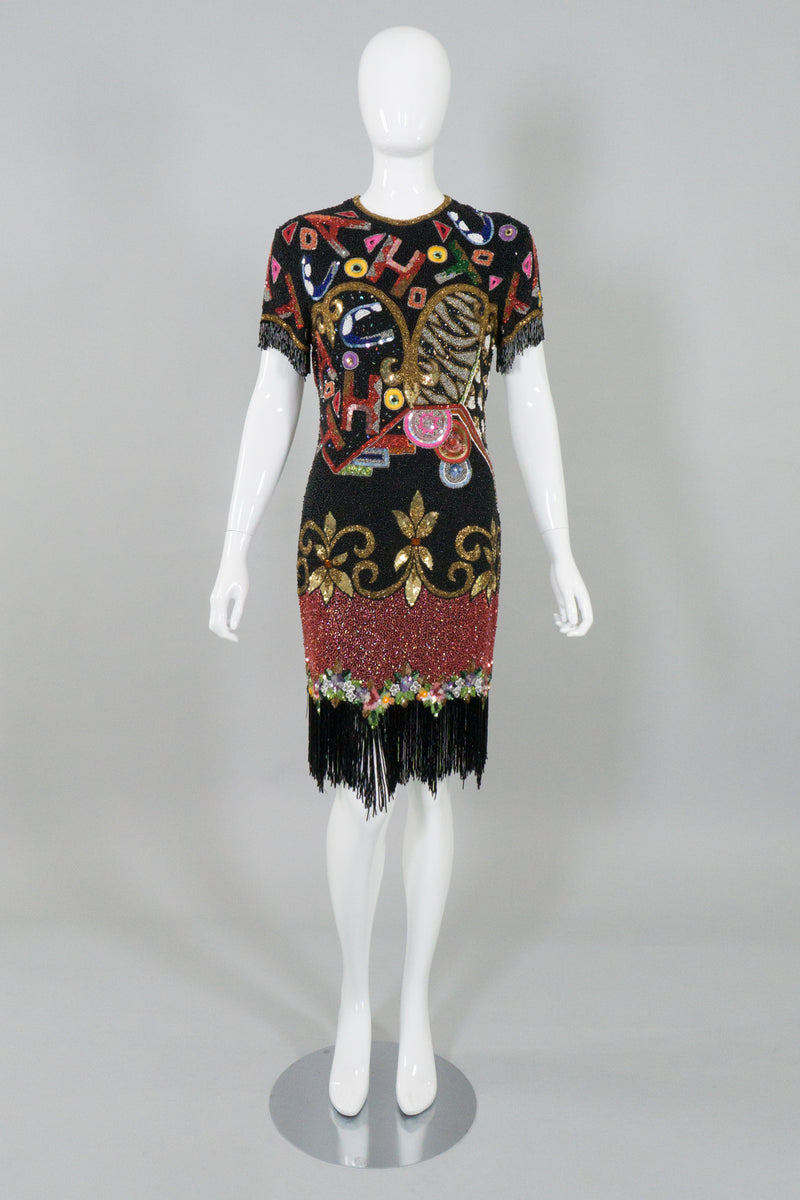 vintage beaded cocktail dress Small Judith Ann 1970s Sequin Dress Vintage Beaded 70s Disco Cocktail Dress Vtg