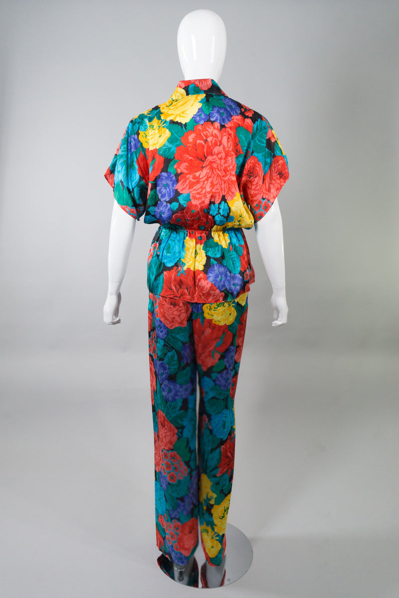 Oscar de la Renta Vintage Silk Floral Print Top & Set