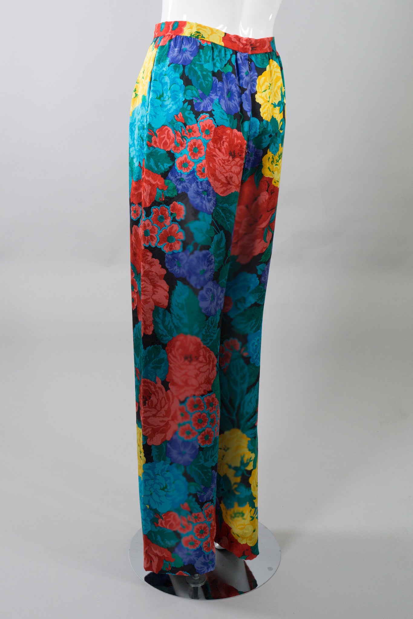 Oscar de la Renta Vintage Floral Silk Print Pant