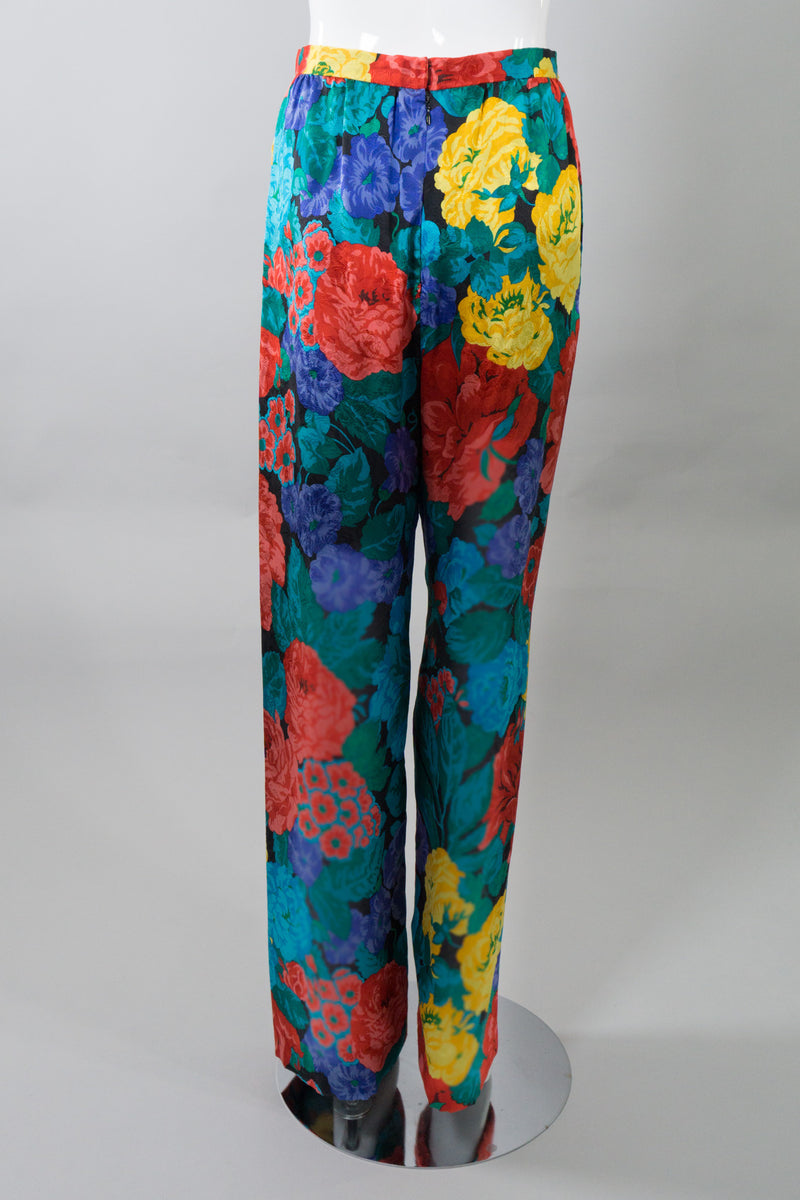 Oscar de la Renta Vintage Floral Silk Print Pant