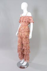 Valentino Night Vintage Silk Ruffle Top & Pant Set