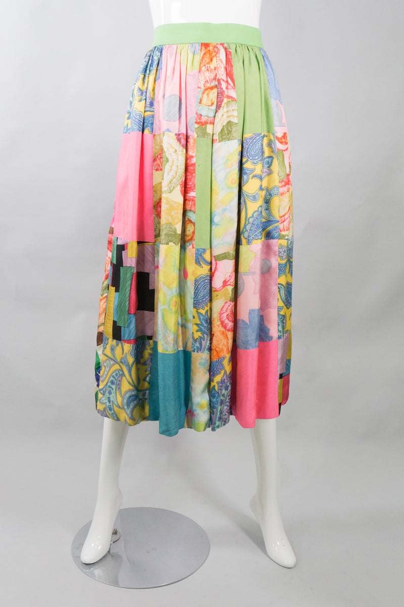 Vintage Silk Floral Patchwork Coulottes Skort Shorts
