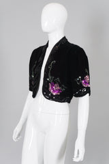 OMO Norma Kamali Vintage Velvet Sequined Bolero Crop Jacket