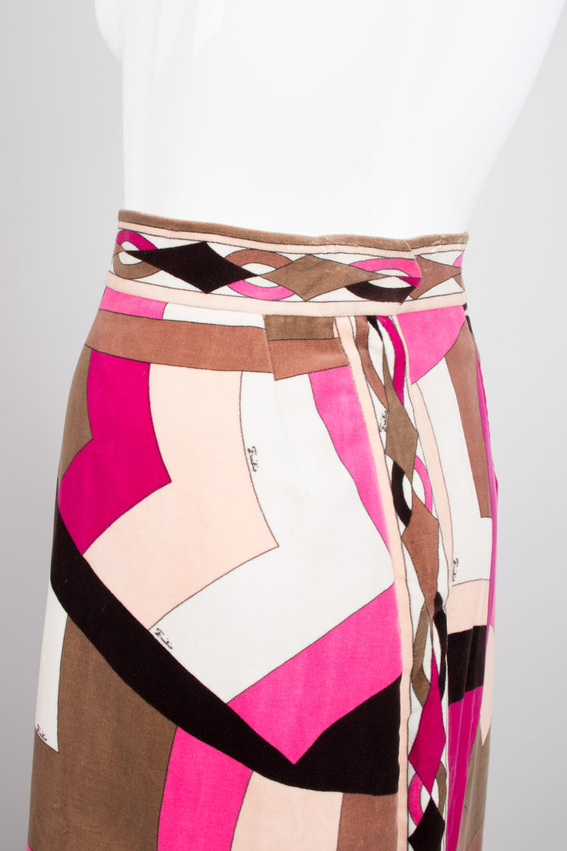 Vintage Emilio Pucci Pink Velvet Geometric Print Skirt Recess Los Angeles LA
