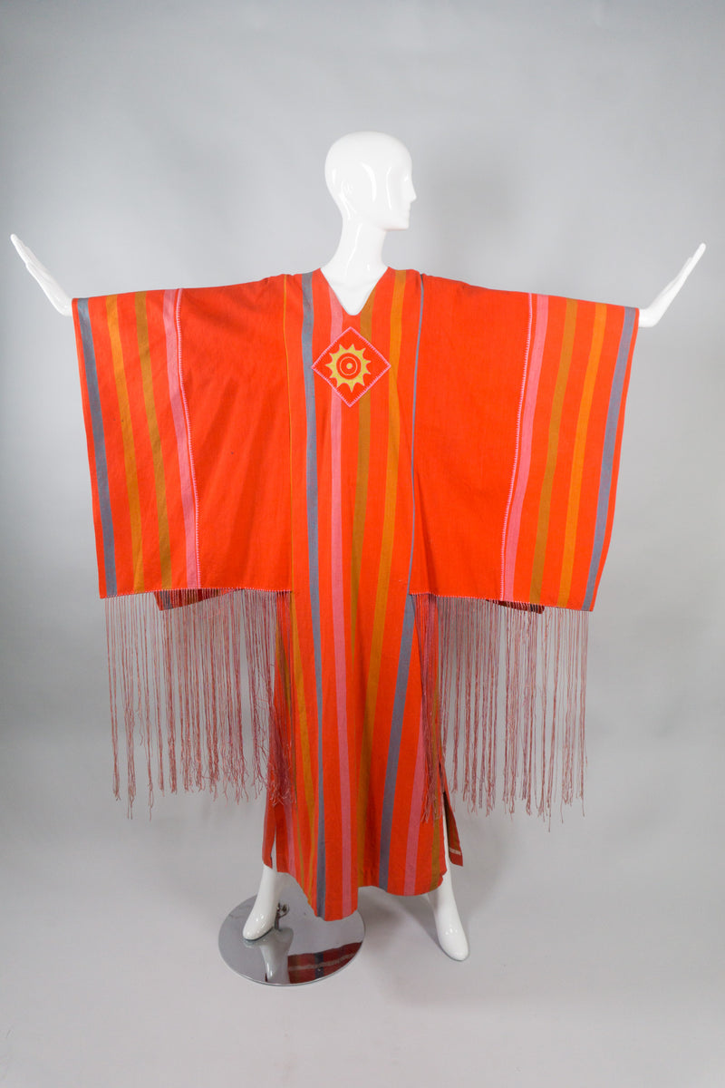 Vintage Josefa Fringed Kimono Sleeve Caftan Dress
